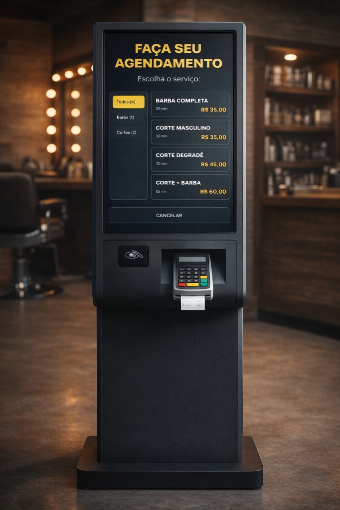 Totem de auto-atendimento BarberHub